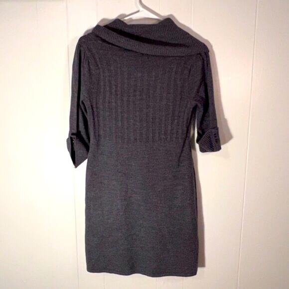 Take out ribbed cowl neck 1/2 sleeve gray sweater y2k style size large fall - Picture 2 of 7